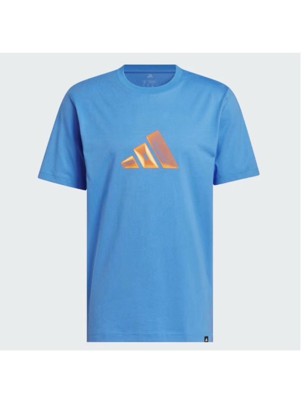 Adidas Mens 3 Bar Logo Graphic Short Sleeve T-Shirt Blue/Orange L